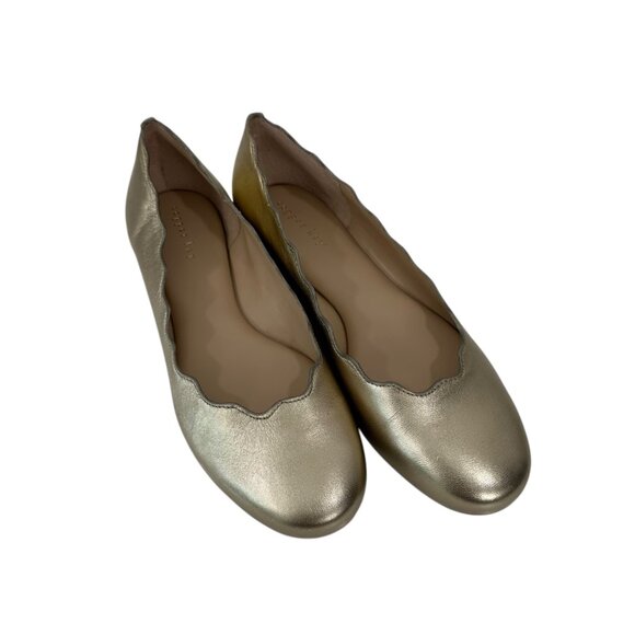 Copper Key Women Metallic Gold Ballet Flats SZ 9.5M Scalloped Edge Slip-On Shoes - Picture 9 of 13